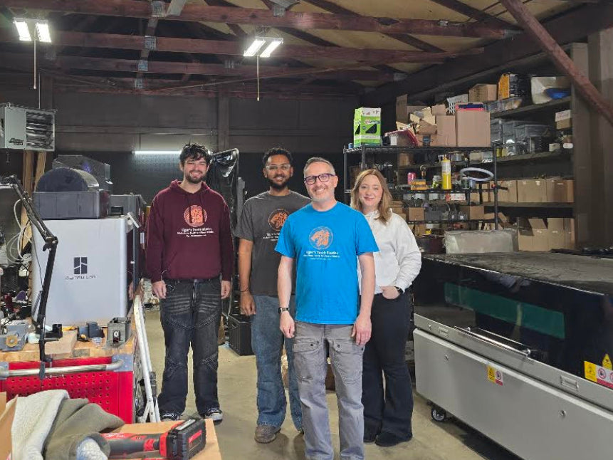 The Tiger’s Teeth team in their Michigan workshop