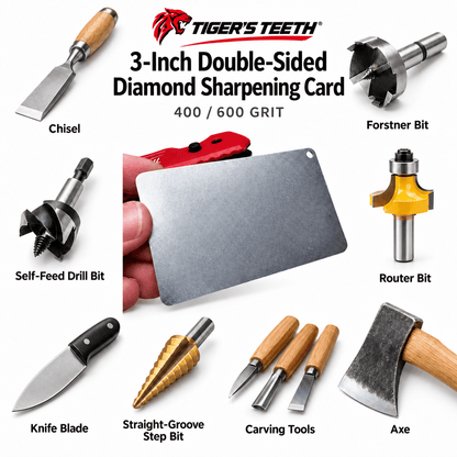 3-Inch Double-Sided Diamond Sharpening Card - Tigers Teeth Blades