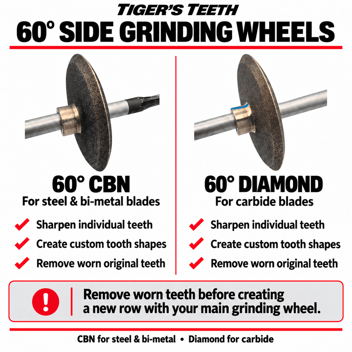 Upgrade to the 7-Piece Side Grinding Wheel Pack - Tigers Teeth Blades